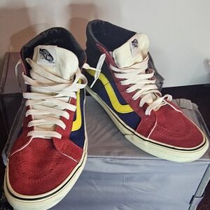 Vans Red and Yellow High-Top Sneakers